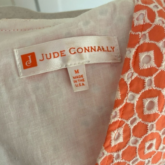 Jude Connally Orange and white bell sleeve dress size medium - Picture 3 of 6